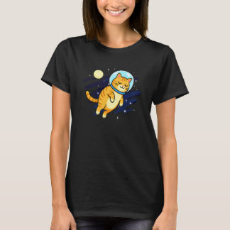 Cat Astronaut Space Moon Animal Lover Mom Dad Kids T-Shirt