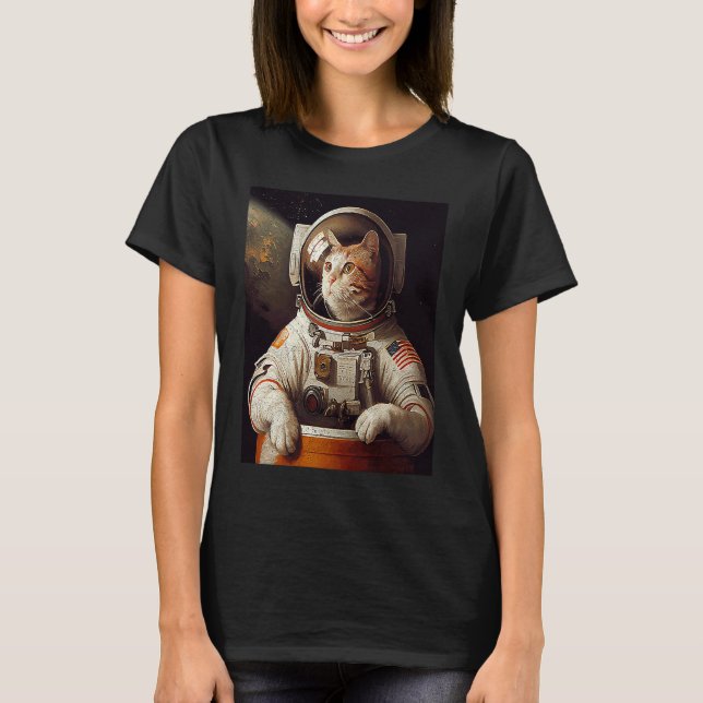Cat Astronaut Space T-Shirt (Front)