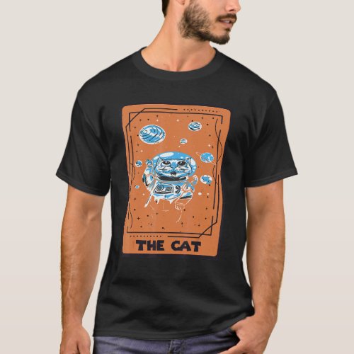 Cat Astronaut Tarot Card Mystical Cards  Occult T-Shirt