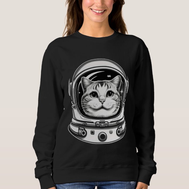 Cat Astronaut With Helmet Sweatshirt (Front)
