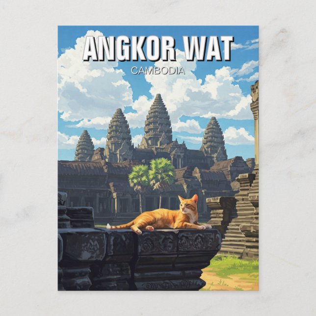 Cat at Angkor Wat Cambodia  Postcard (Front)