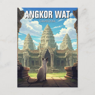 Cat at Angkor Wat Cambodia Postcard