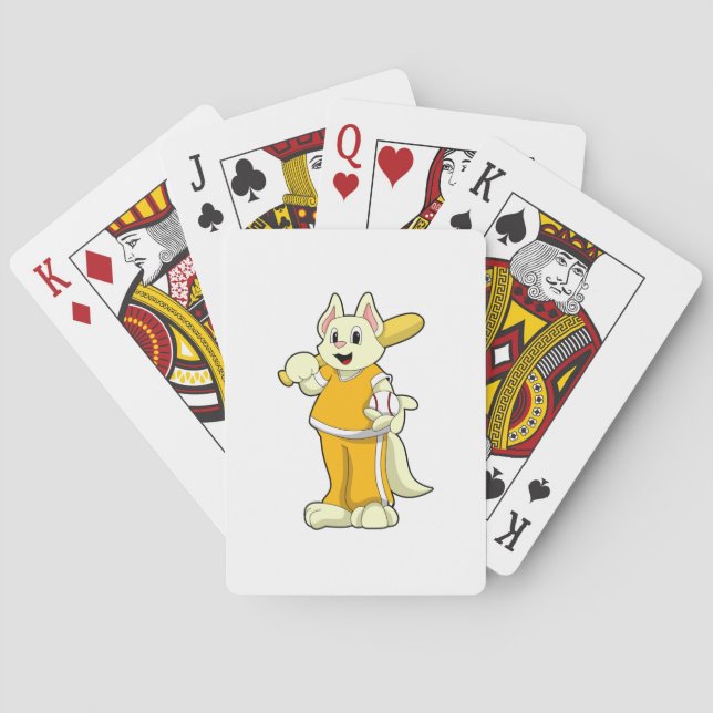 Cat at Baseball with Baseball bat Poker Cards (Back)