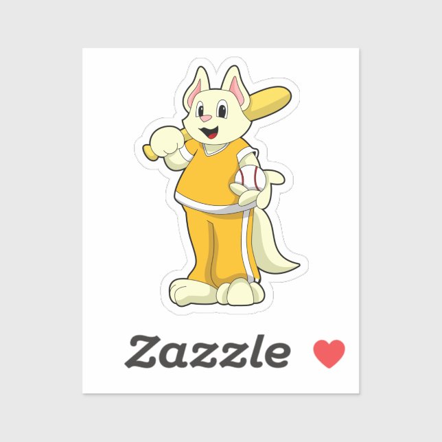 Cat at Baseball with Baseball bat Sticker (Sheet)