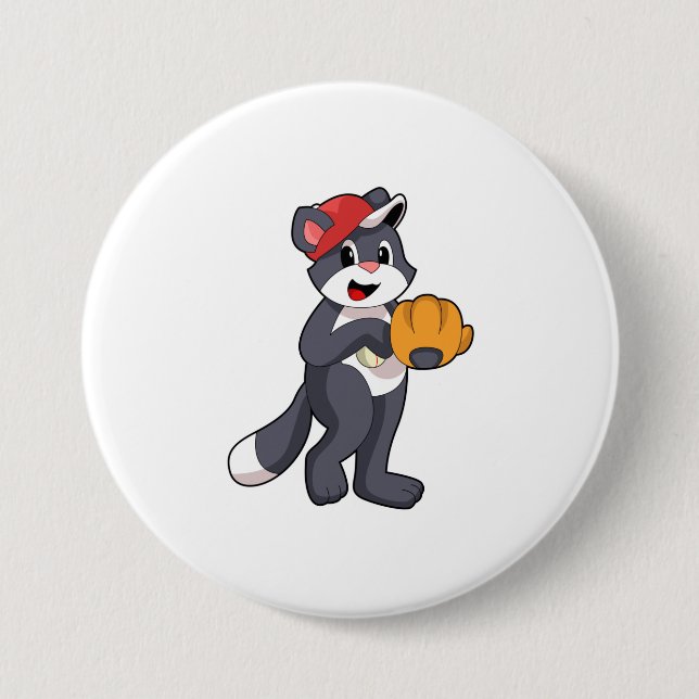 Cat at Baseball with Baseball glove.PNG Button (Front)
