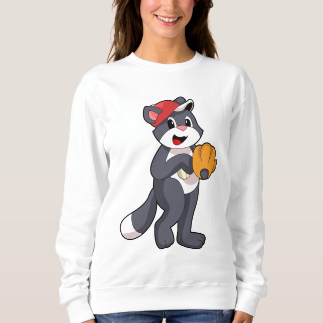 Cat at Baseball with Baseball glove.PNG Sweatshirt (Front)
