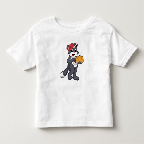 Cat at Baseball with Baseball glovePNG Toddler T_shirt