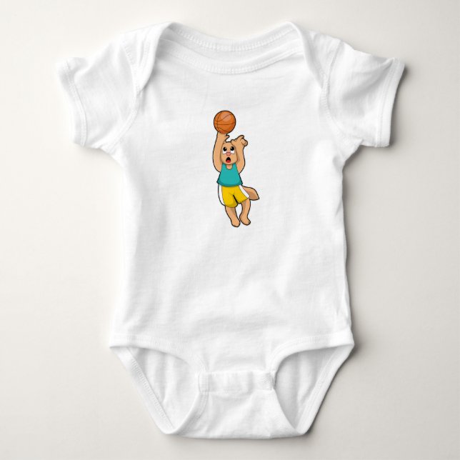 Cat at Basketball Sports Baby Bodysuit (Front)