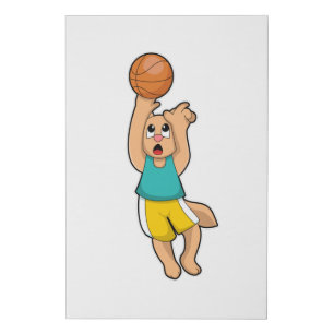Cat at Basketball Sports Faux Canvas Print