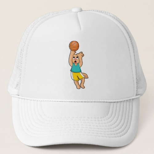 Cat at Basketball Sports Trucker Hat