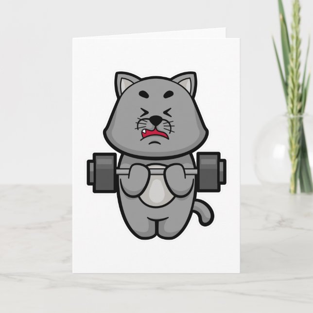 Cat at Biceps training with Barbell Card (Front)