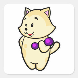 Cat at Biceps training with Dumbbell Square Sticker