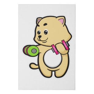 Cat at Biceps training with Dumbbells Faux Canvas Print