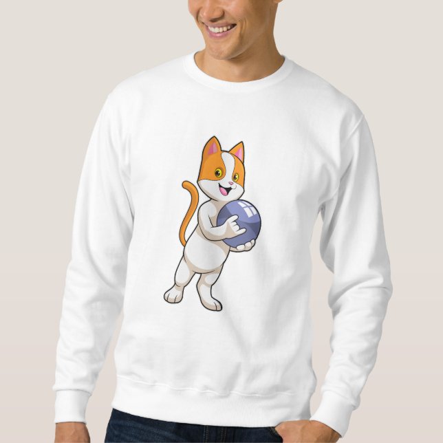 Cat at Bowling with Bowling ball Sweatshirt (Front)