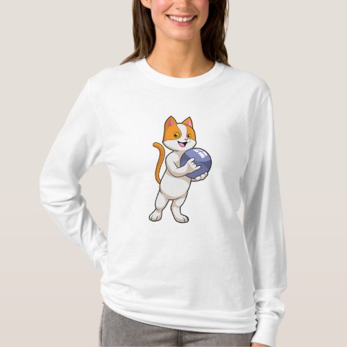 Cat at Bowling with Bowling ball T_Shirt