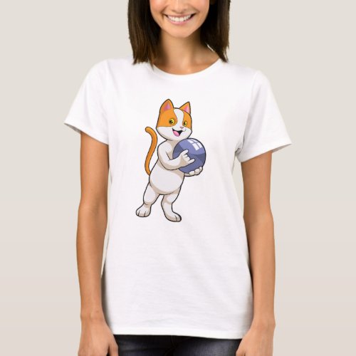 Cat at Bowling with Bowling ball T_Shirt