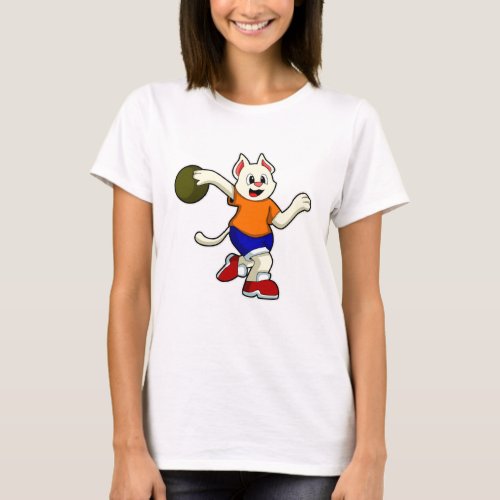 Cat at Bowling with Bowling ball T_Shirt