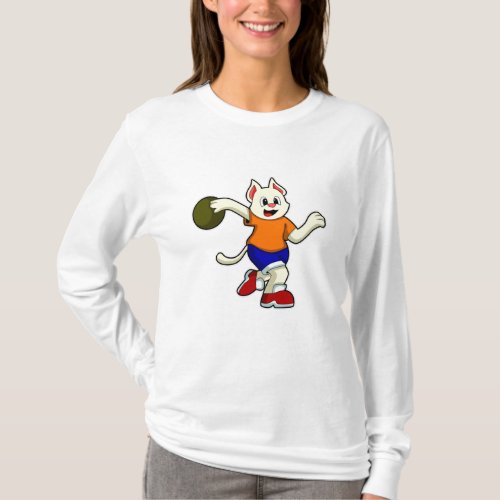Cat at Bowling with Bowling ball T_Shirt