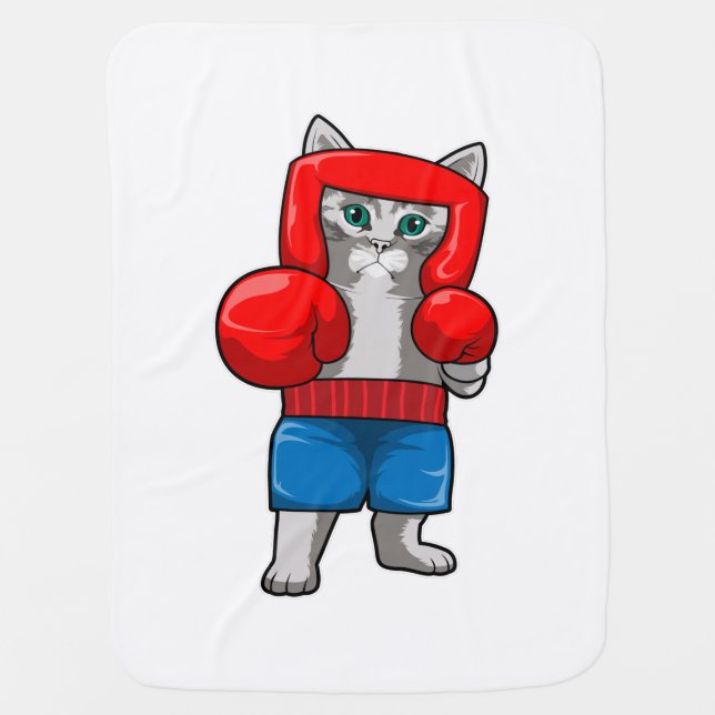 Cat at Boxing with Boxing gloves Baby Blanket (Front)