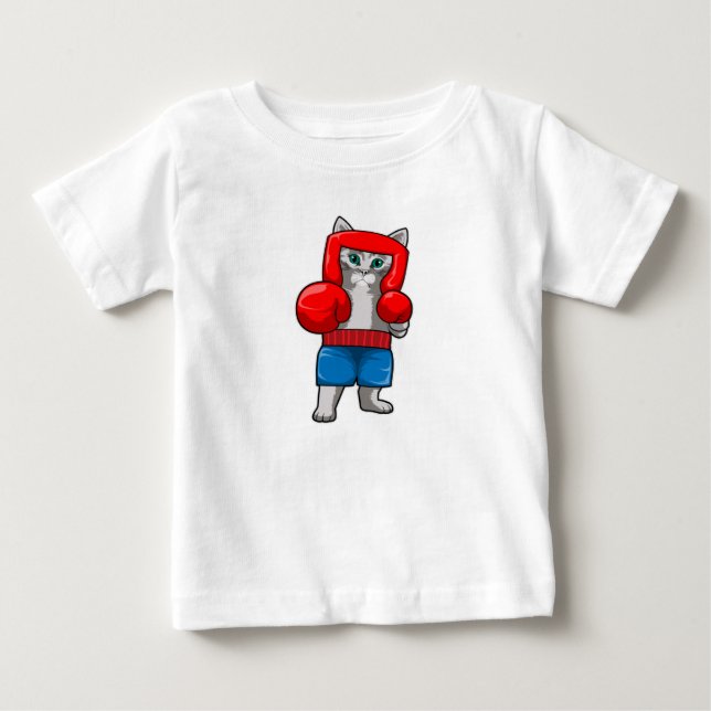 Cat at Boxing with Boxing gloves Baby T-Shirt (Front)