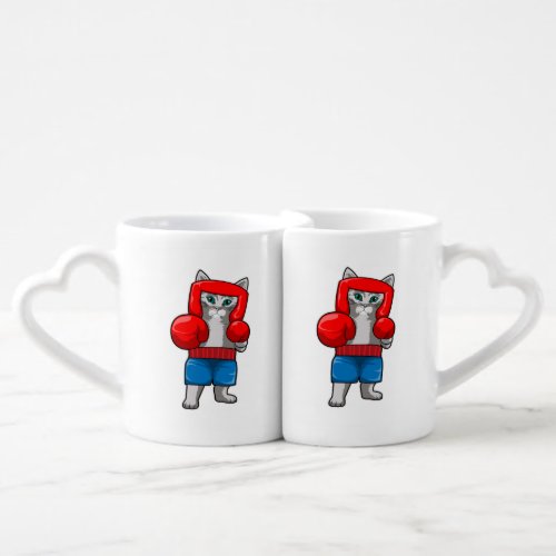 Cat at Boxing with Boxing gloves Coffee Mug Set