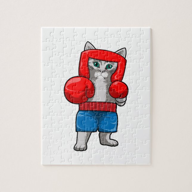 Cat at Boxing with Boxing gloves Jigsaw Puzzle (Vertical)