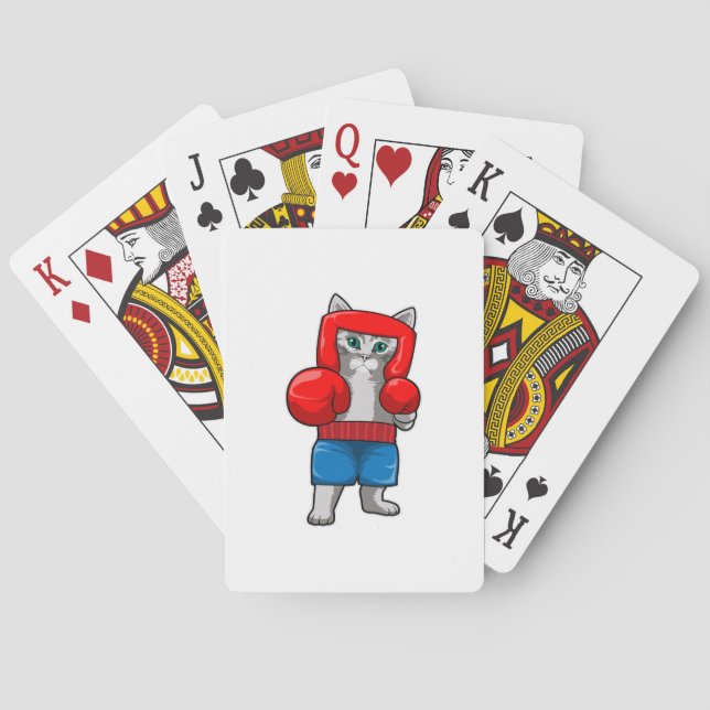 Cat at Boxing with Boxing gloves Poker Cards (Back)