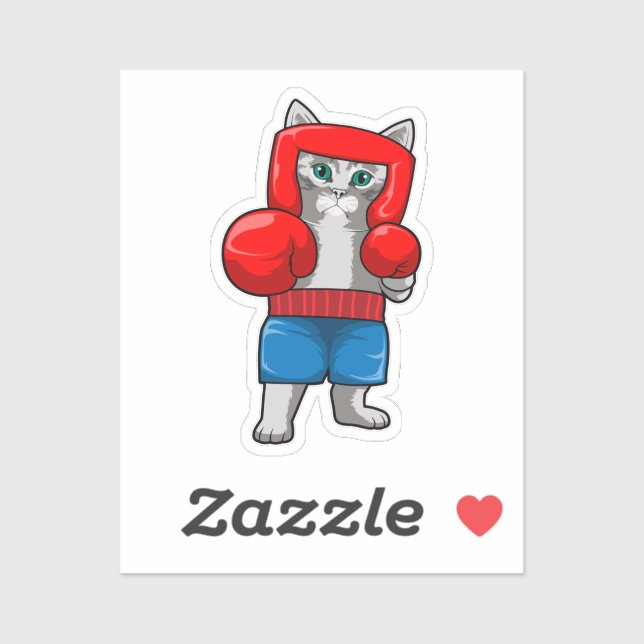 Cat at Boxing with Boxing gloves Sticker (Sheet)