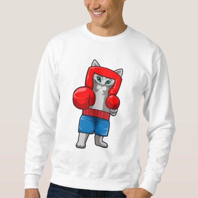 Cat at Boxing with Boxing gloves Sweatshirt (Front)