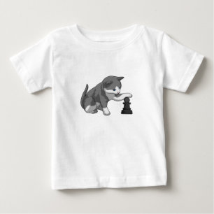 Cat at Chess with Chess piece Bishop Baby T-Shirt