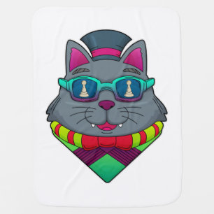 Cat at Chess with Chess piece Pawn Baby Blanket
