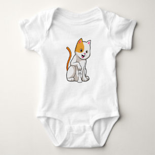 Cat at Chess with Chess piece Pawn Baby Bodysuit