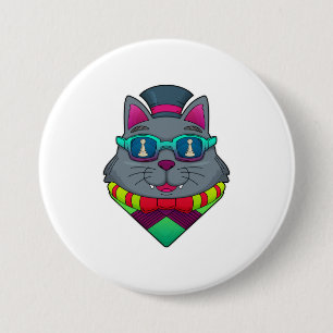 Cat at Chess with Chess piece Pawn Button