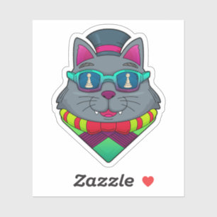 Cat at Chess with Chess piece Pawn Sticker
