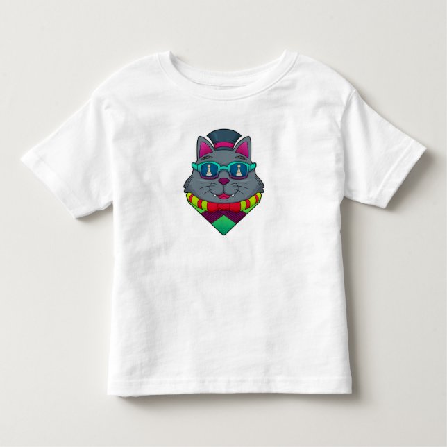 Cat at Chess with Chess piece Pawn Toddler T-shirt (Front)