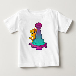 Cat at Chess with Chess piece Rook Baby T-Shirt