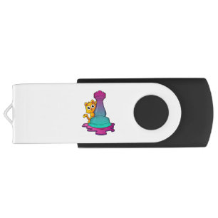 Cat at Chess with Chess piece Rook Flash Drive
