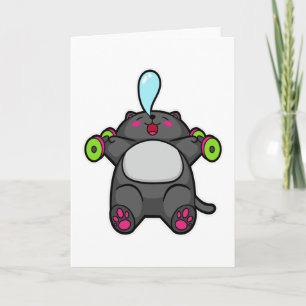 Cat at chest training with Dumbbells Card