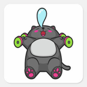 Cat at chest training with Dumbbells Square Sticker