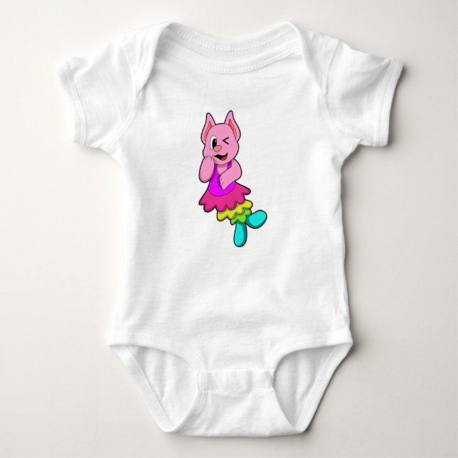 Cat at Dance with Skirt Baby Bodysuit (Front)