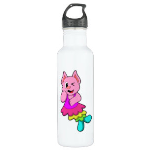 Cat at Dance with Skirt Stainless Steel Water Bottle