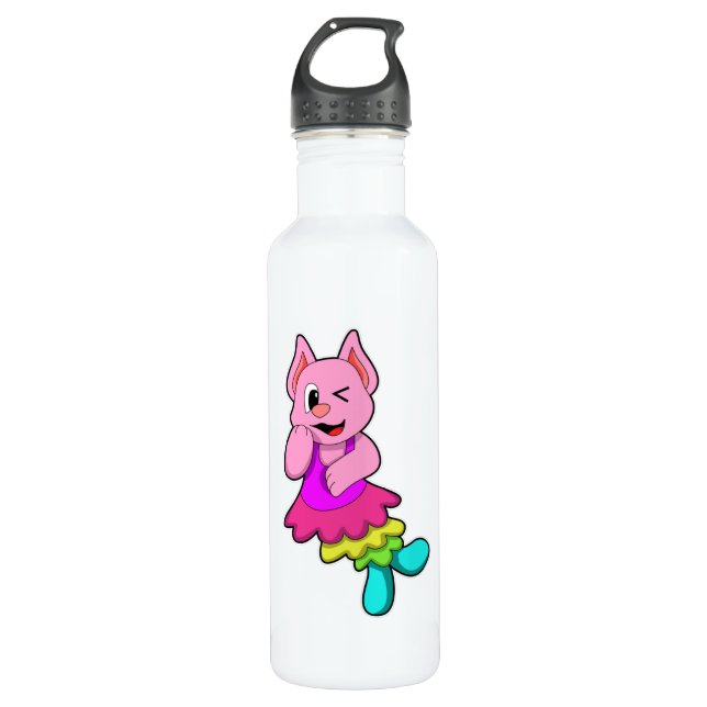 Cat at Dance with Skirt Stainless Steel Water Bottle (Front)