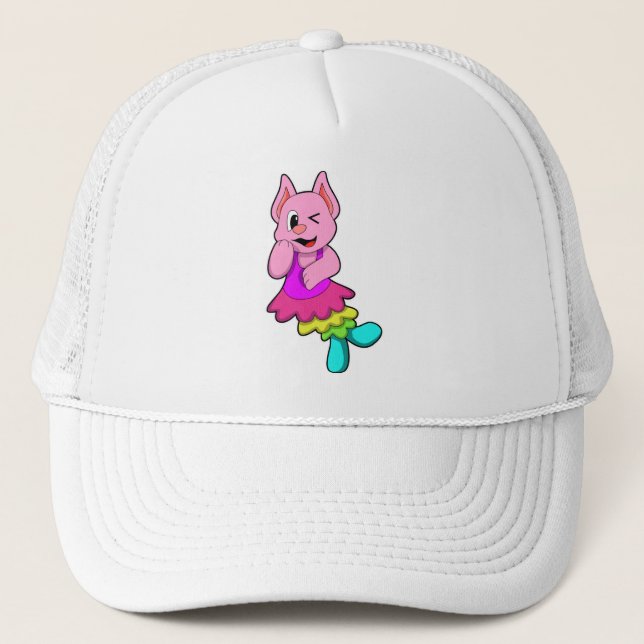 Cat at Dance with Skirt Trucker Hat (Front)