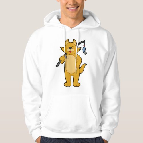 Cat at Fishing with Fishing rod  Fish Hoodie