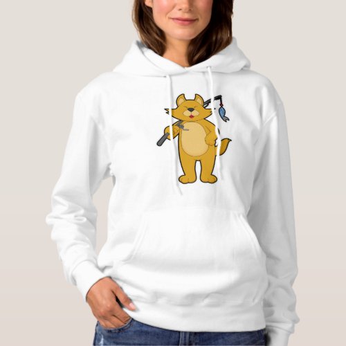 Cat at Fishing with Fishing rod  Fish Hoodie