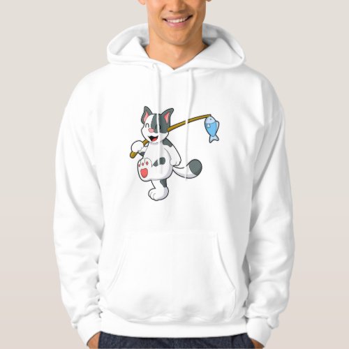 Cat at Fishing with Fishing rod Hoodie