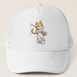 Cat at Fishing with Fishing rod Trucker Hat