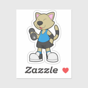 Cat at Fitness with Dumbbell Sticker