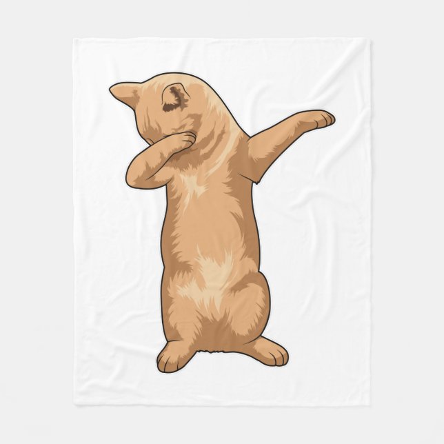 Cat at Hip Hop Dance Dab Fleece Blanket (Front)