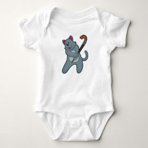 Cat at Hockey with Hockey stick Baby Bodysuit